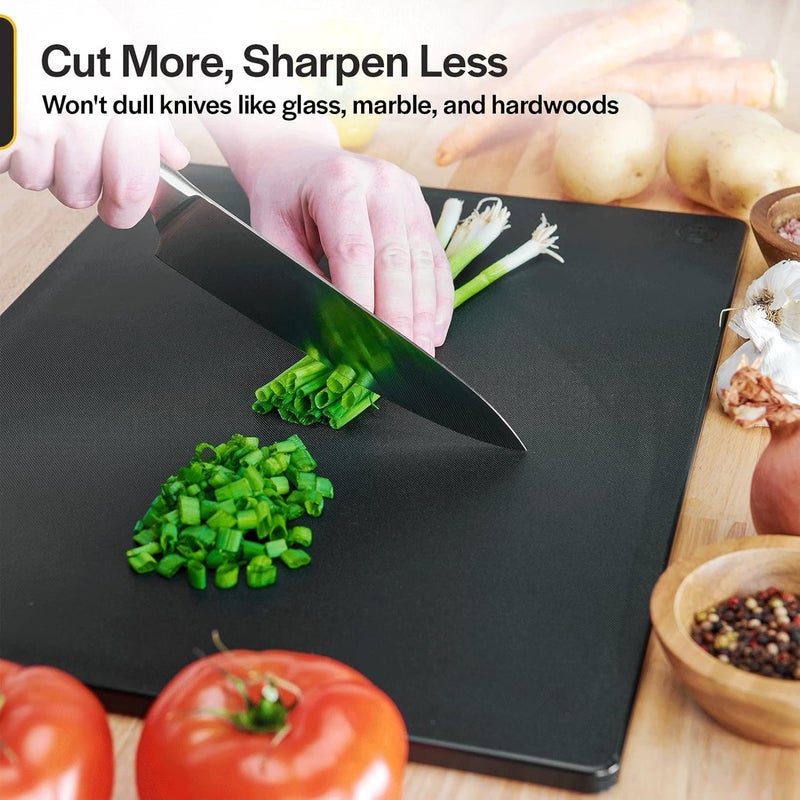Thirteen Chefs Black Plastic Cutting Board - 18 x 12 Inch Large, 1/2" Thick HDPE Poly for Restaurants and Commercial Kitchens, NSF Stamped - Image 1